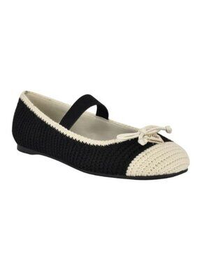 Guess Womens Maysa Crochet Knit Mary Jane Flats Black/White Size 9 NEW